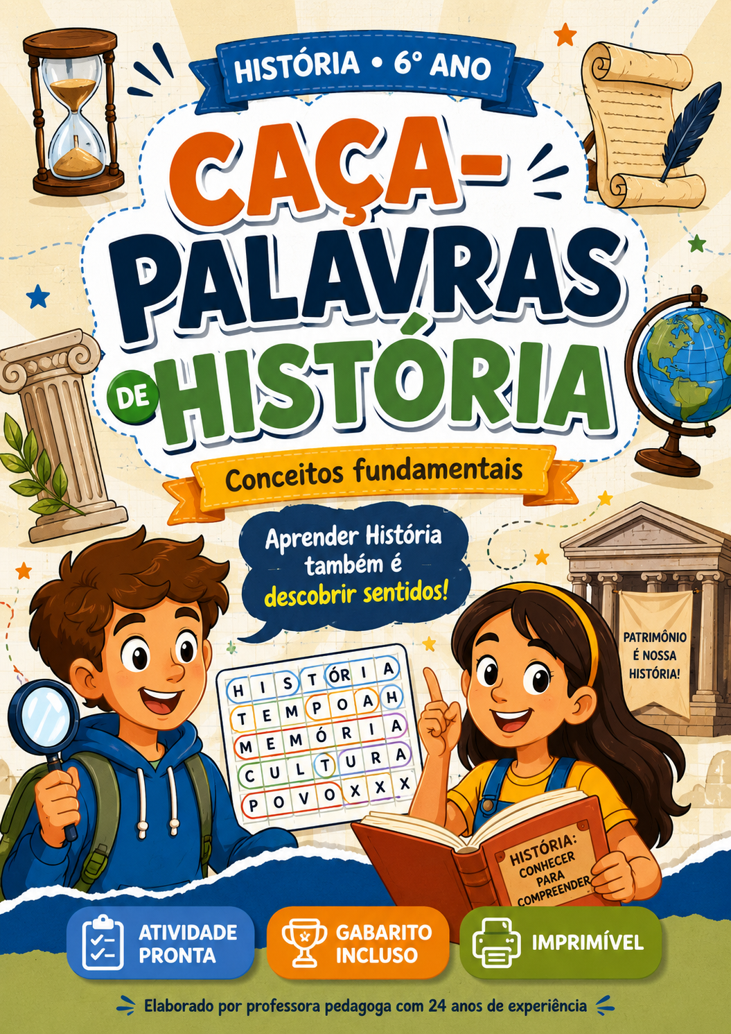 Caça-Palavras de História – Conceitos Fundamentais | 6º Ano